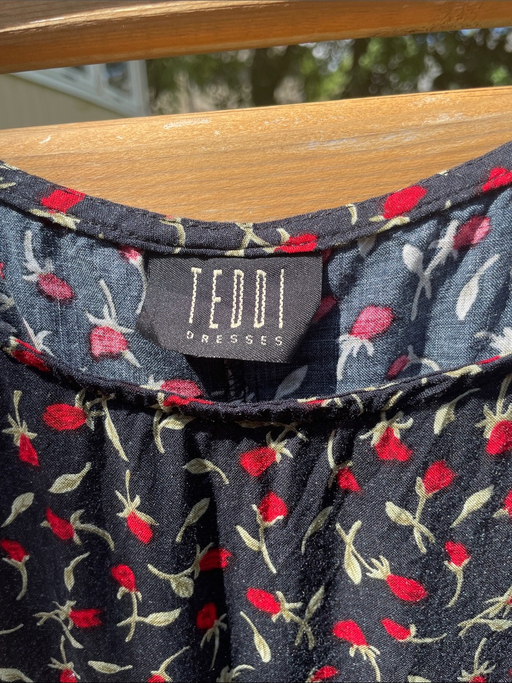 Teddi Black Maxi Dress with Red Floral Print